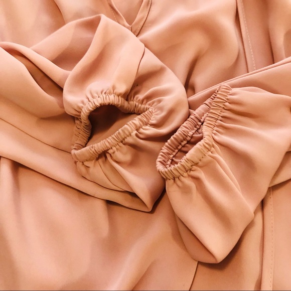 Amanda Uprichard Cold Shoulder Long Sleeve Tie Front Blouse Pastel Pink S - Picture 9 of 16